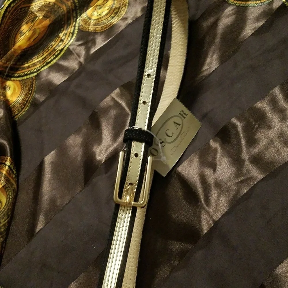 Vintage Oscar De La Renta Black/Gold Belt